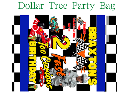 2 Fast Too Curious Birthday Party Favor Editable Templates