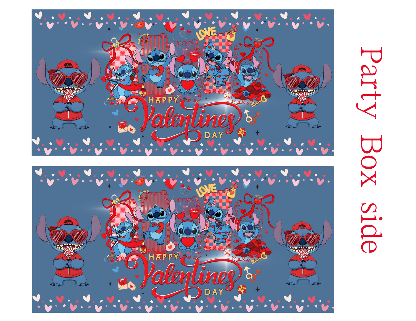 Stitch Valentine Party Favor Templates | Editable Printable Treat Wrappers, Favor Box & Bag Bundle