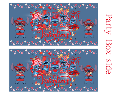 Stitch Valentine Party Favor Templates | Editable Printable Treat Wrappers, Favor Box & Bag Bundle