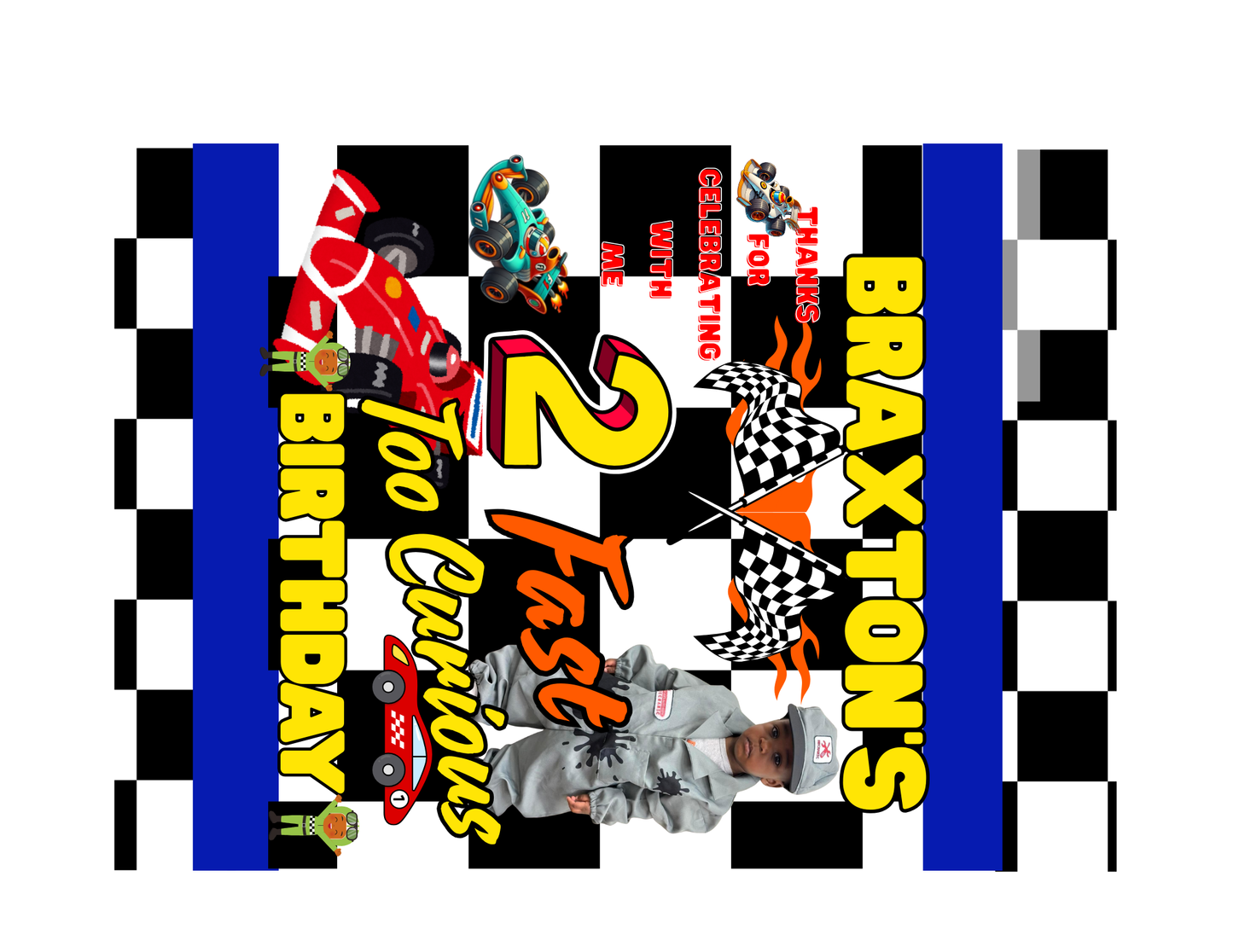 2 Fast Too Curious Birthday Party Favor Editable Templates