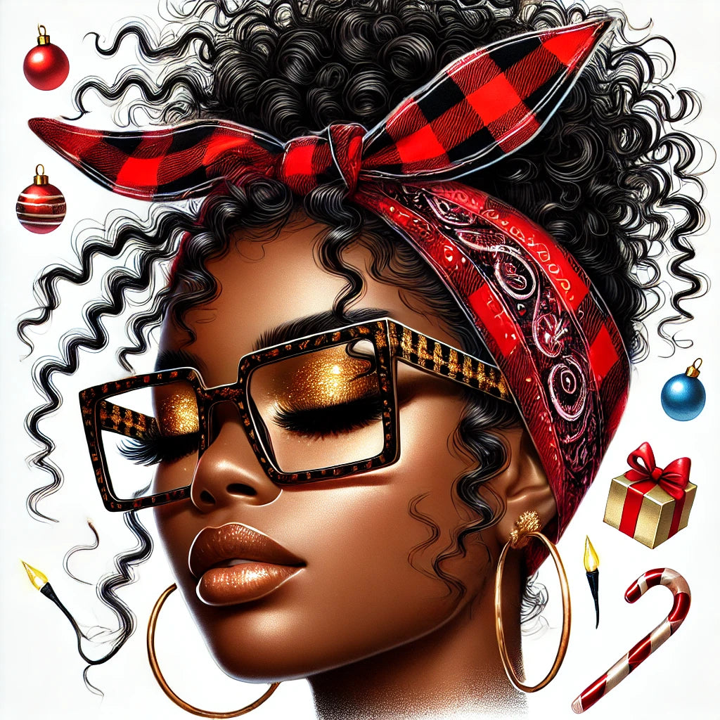 Messy Bun Women Clipart Set – Plaid Scarf Hair Tie PNGs | Trendy Female Illustrations for Sublimation, Stickers & Crafts (Digital Download)