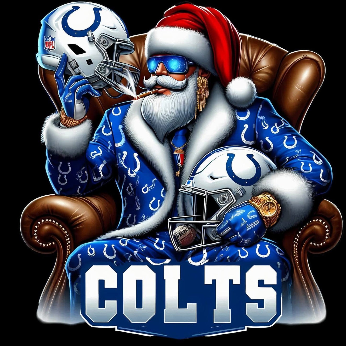 Cool NFL-Themed Santa Digital Clipart Set | Sports Christmas PNG Files for Crafters