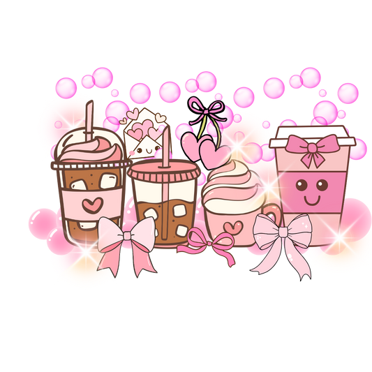 Pink Coffee Cups PNG – Cute Café Aesthetic Clipart ☕💗