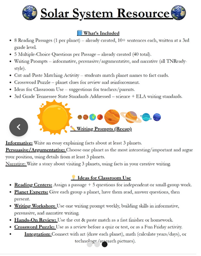 3rd Grade Solar System Unit