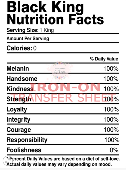 Black King Nutrition Facts Transfer