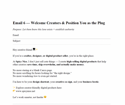 Spicy Nice Email Drip Campaign – Done-For-You Welcome Nurture Emails (B2C + B2B)