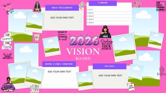2026 Vision Board Template | Editable in Canva  | Goal Setting & Manifestation Planner | Digital Download