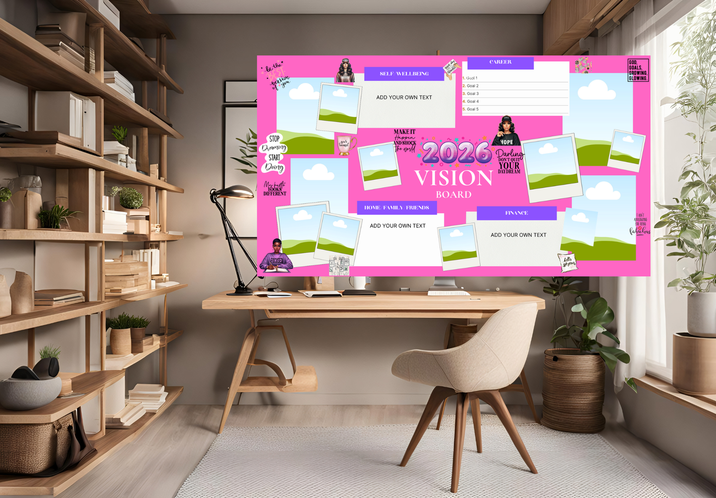 2026 Vision Board Template | Editable in Canva  | Goal Setting & Manifestation Planner | Digital Download